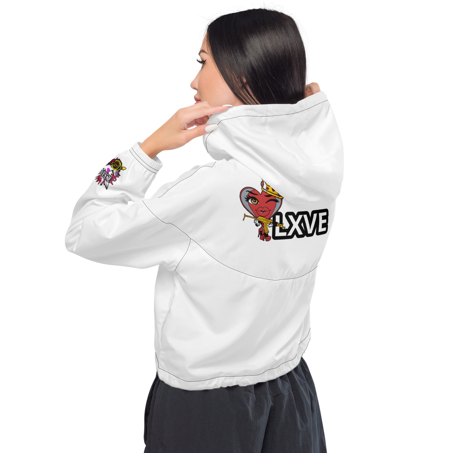 LXVE X Cartel LLC - Women's Cropped Windbreaker